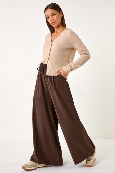 Roman Mocha Baby Corduroy Wide Leg Trousers