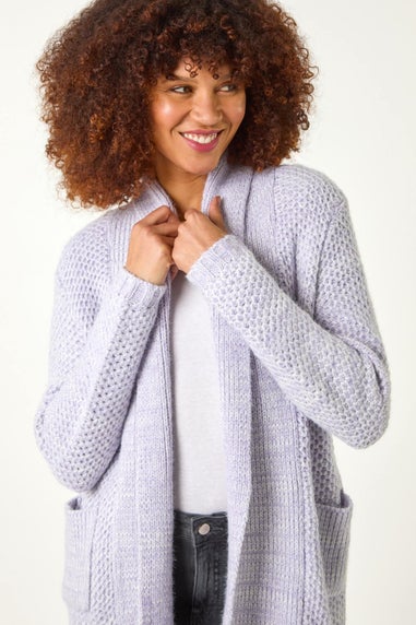 Roman Lavender Fluffy Textured Knit Cardigan