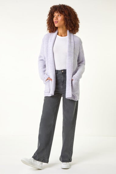 Roman Lavender Fluffy Textured Knit Cardigan