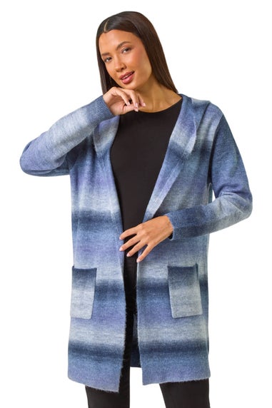 Roman Blue Spacedye Hooded Cardigan