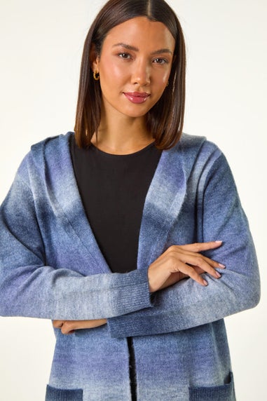 Roman Blue Spacedye Hooded Cardigan