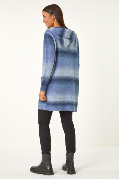 Roman Blue Spacedye Hooded Cardigan