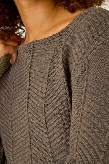 Roman Brown Melange Chevron Knit Jumper