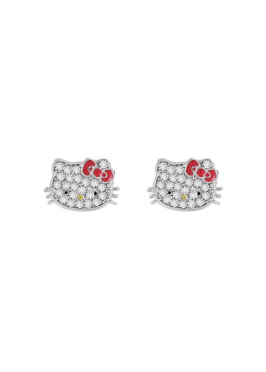 Hello Kitty Stone Silver Plated Earrings Card Box Set 2pc