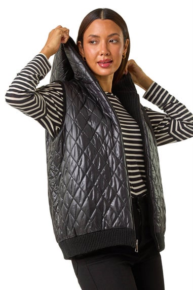 Roman Black Reversible Hooded Knit Gilet