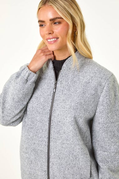 Roman Grey Petite Textured Bomber Style Jacket