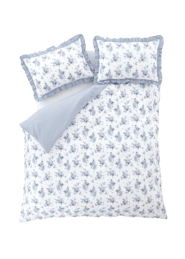 Catherine Lansfield Lucie Floral Frill Reversible Duvet Cover Set