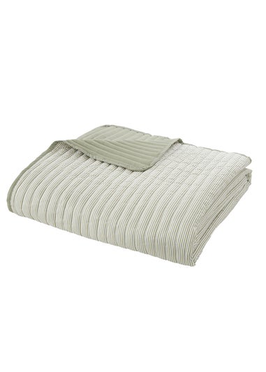 Catherine Lansfield Stripe Quilted Reversible 220x230cm Bedspread