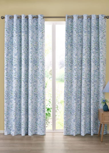 Catherine Lansfield Tilly Floral Fully Reversible Eyelet Curtains