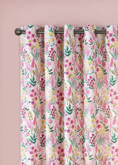 Catherine Lansfield Tilly Floral Fully Reversible Eyelet Curtains