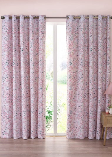 Catherine Lansfield Tilly Floral Fully Reversible Eyelet Curtains