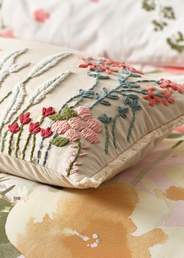 Catherine Lansfield Countryside Floral Embellished Cushion (30x40cm)