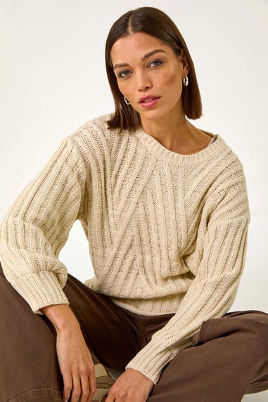 Roman Beige Crew Stitch Detail Jumper