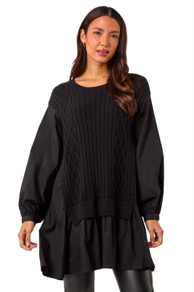 Roman Black 2 in 1 Yoke Knitted Jumper