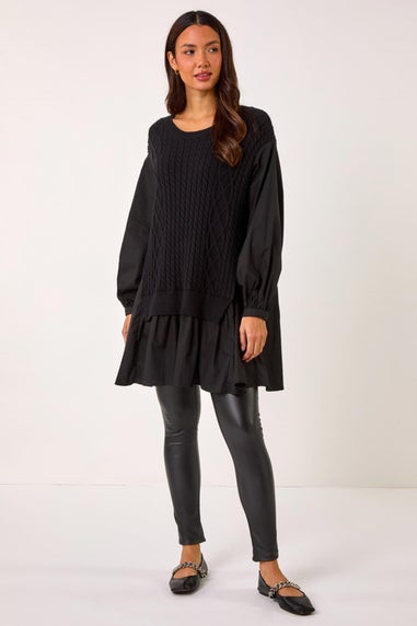 Roman Black 2 in 1 Yoke Knitted Jumper