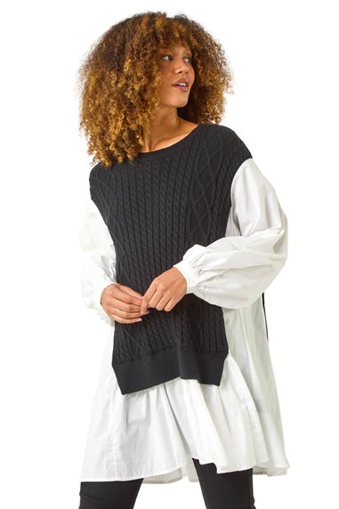 Roman Ivory 2 in 1 Yoke Knitted Jumper