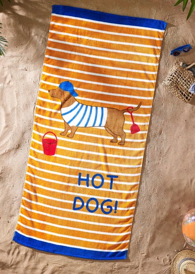 Catherine Lansfield Hot Dog Cotton Beach Towel