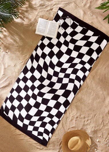 Catherine Lansfield Checkerboard Cotton Beach Towel