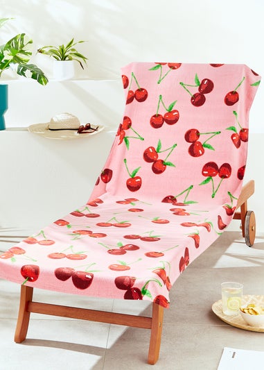 Catherine Lansfield Cherries Cotton Beach Sun Lounger Towel