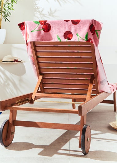 Catherine Lansfield Cherries Cotton Beach Sun Lounger Towel