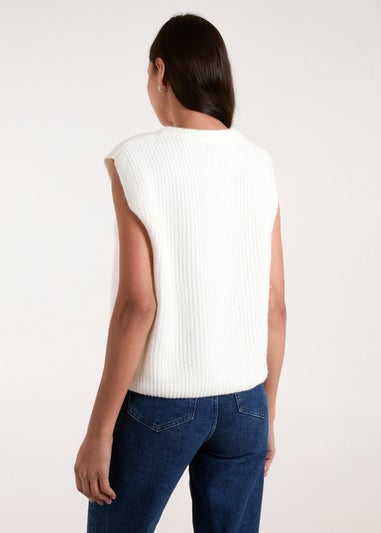 Blue Vanilla Ivory Ribbed Knit Vest