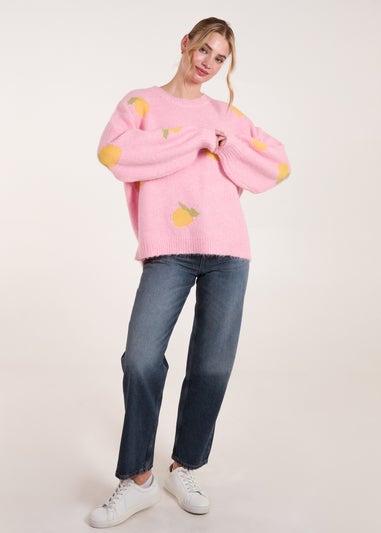 Blue Vanilla Pink Lemons & Leaves Detail Jumper