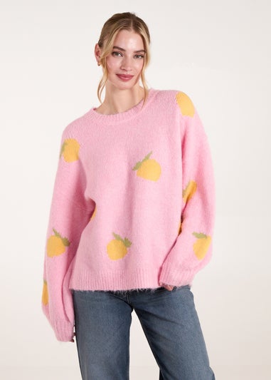 Blue Vanilla Pink Lemons & Leaves Detail Jumper