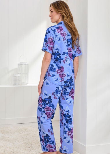 Cotton Traders Washed Iris Woven Pyjamas Set