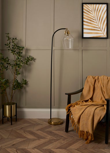 BHS Athea Brass & Bubble Glass Floor Lamp (156cm x 45cm)