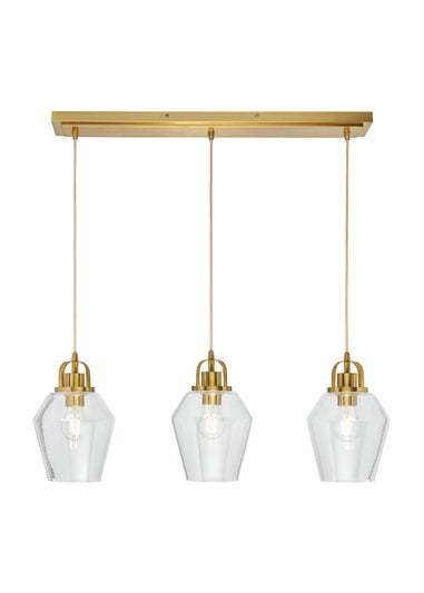 BHS Athea Brass & Bubble Glass 3 Light Diner (34-132cm x 80cm)