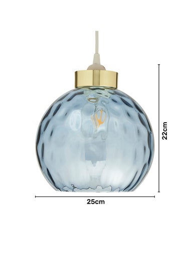 BHS Dalton Dimpled Glass Ball Easyfit Blue (22cm x 25cm)