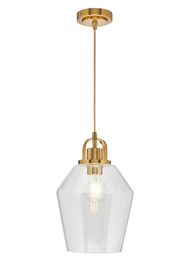 BHS Athea Brass & Bubble Glass 1 Light Pendant (40-136cm x 21cm)