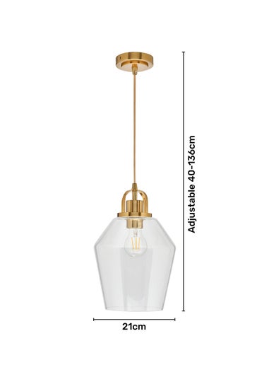 BHS Athea Brass & Bubble Glass 1 Light Pendant (40-136cm x 21cm)