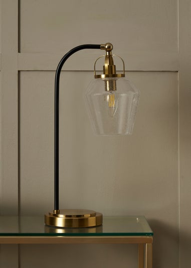 BHS Athea Brass & Bubble Glass Table Lamp (47cm x 23cm)