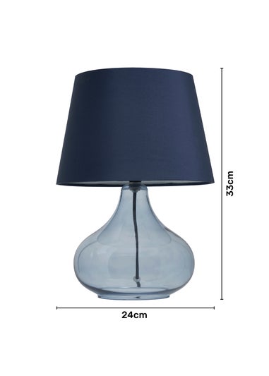 BHS Elder Glass Table Lamp Blue (33cm x 24cm)