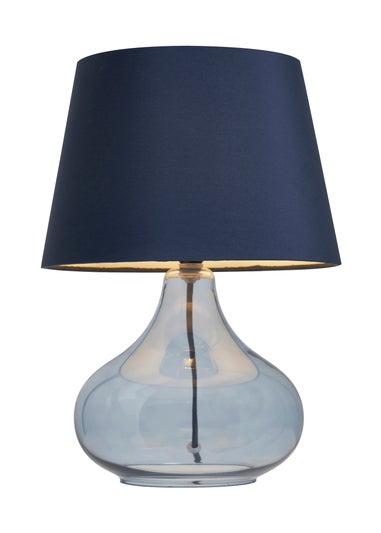 BHS Elder Glass Table Lamp Blue (33cm x 24cm)