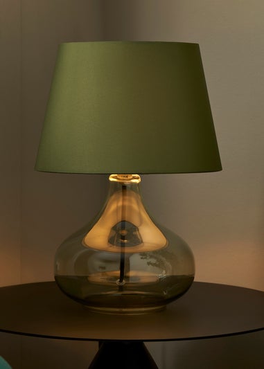 BHS Elder Glass Table Lamp Green (33cm x 24cm)