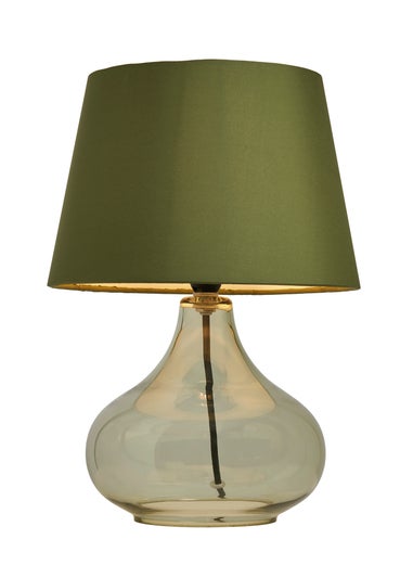 BHS Elder Glass Table Lamp Green (33cm x 24cm)