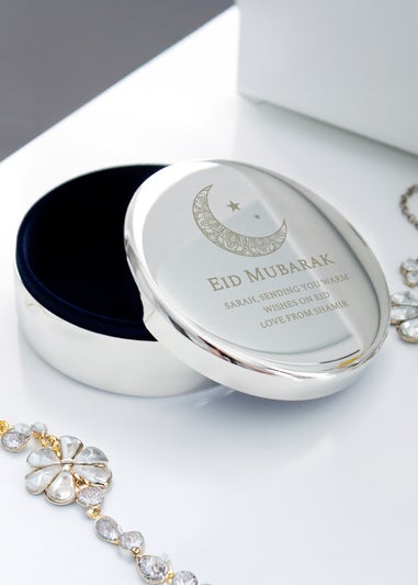 Personalised Memento Company Silver Eid & Ramadan Round Trinket Box