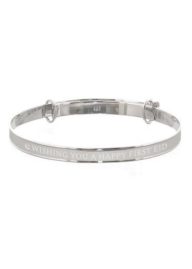 Personalised Memento Company Silver Eid Sterling Expanding Diamante Star Bracelet