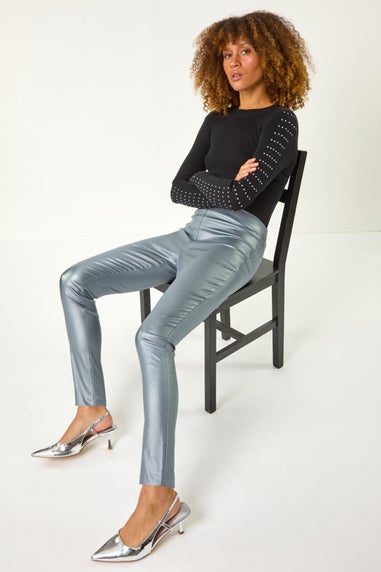 Roman Silver Coated Bengaline Stretch Trouser