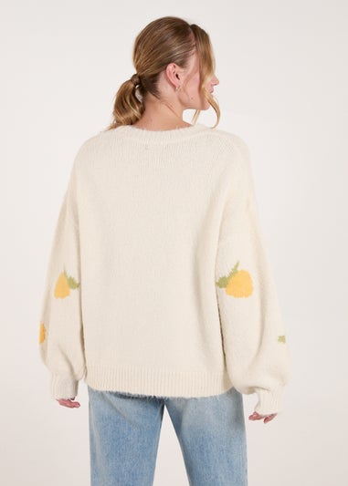 Blue Vanilla Stone Lemons & Leaves Detail Jumper