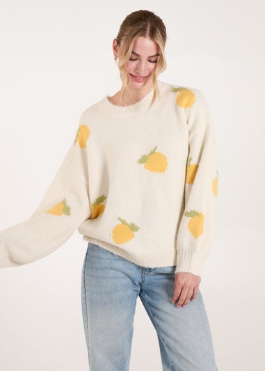 Blue Vanilla Stone Lemons & Leaves Detail Jumper