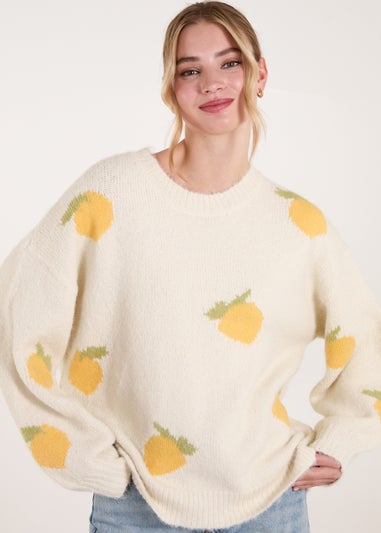 Blue Vanilla Stone Lemons & Leaves Detail Jumper