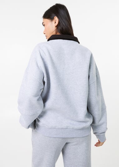 Pink Vanilla Grey Sports Studio Half Zip Sweat