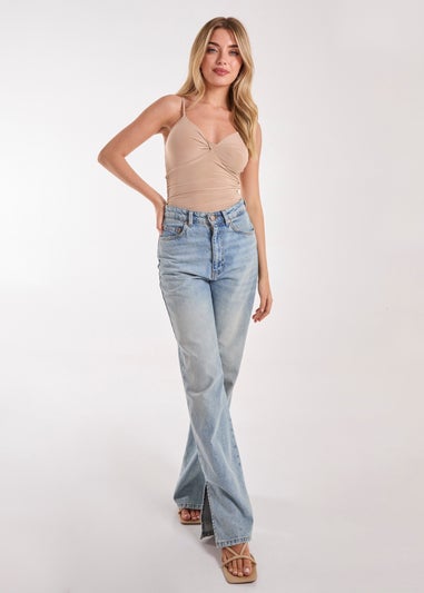 Pink Vanilla Stone Slinky Twist Front Bodysuit