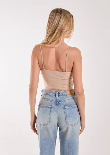Pink Vanilla Stone Slinky Twist Front Bodysuit
