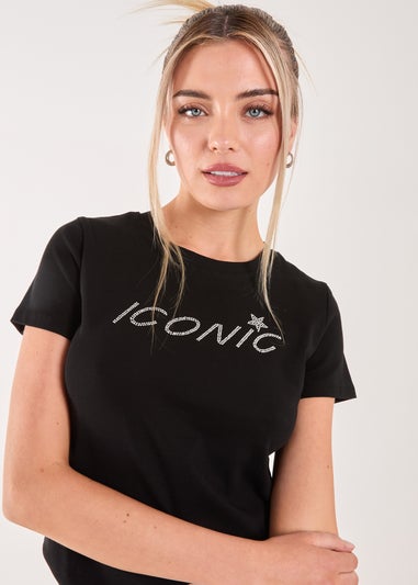 Pink Vanilla Black Diamante Iconic Tee
