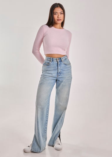 Pink Vanilla Pink Cropped Knit Rib Top