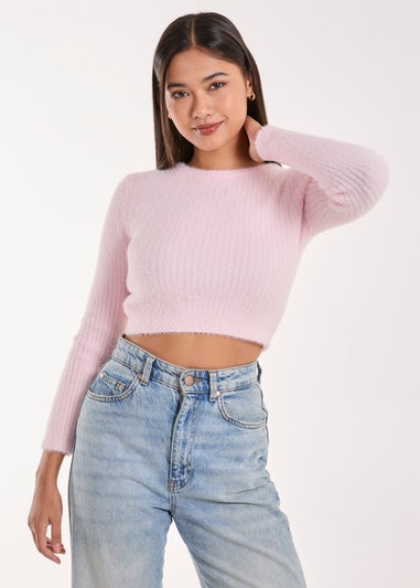 Pink Vanilla Pink Cropped Knit Rib Top
